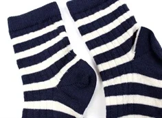 MP navy strømper uld striber (2-pak)